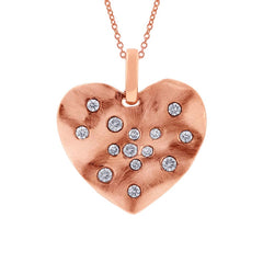 0.22ct 14k Rose Gold Diamond Heart Necklace