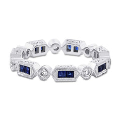 0.33ct Diamond & 0.47ct Blue Sapphire 14k White Gold Diamond Eternity Band Size 4.5