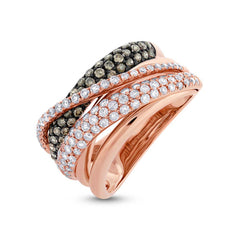 1.22ct 14k Rose Gold White & Champagne Diamond Lady's Ring