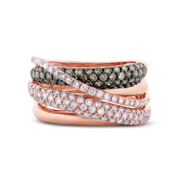 1.22ct 14k Rose Gold White & Champagne Diamond Lady's Ring
