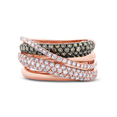 1.22ct 14k Rose Gold White & Champagne Diamond Lady's Ring