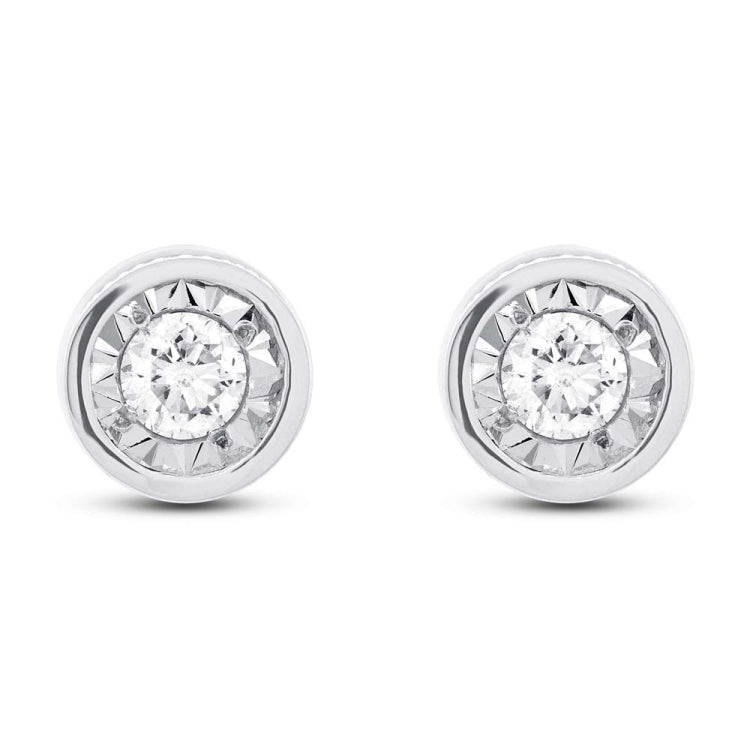 0.14ct 14k White Gold Diamond Round Stud Earring