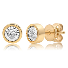 0.14ct 14k Yellow Gold Diamond Round Stud Earring
