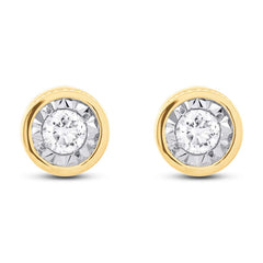 0.14ct 14k Yellow Gold Diamond Round Stud Earring
