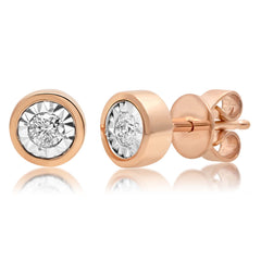 0.14ct 14k Rose Gold Diamond Round Stud Earring