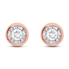 0.14ct 14k Rose Gold Diamond Round Stud Earring