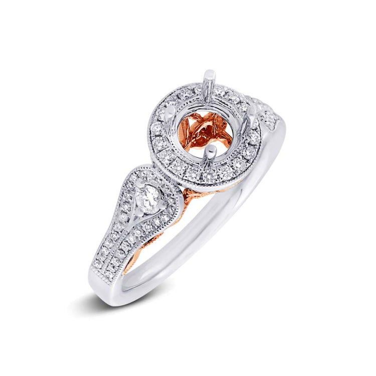 0.43ct 14k Two-tone Rose Gold Diamond Semi-mount Ring for 0.75ct Center