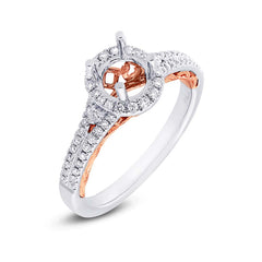 0.33ct 14k Two-tone Rose Gold Diamond Semi-mount Ring for 0.75ct Center