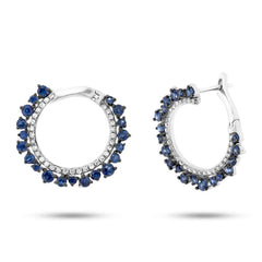 0.24ct Diamond & 1.22ct Blue Sapphire 14k White Gold Earring