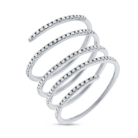 0.36ct 14k White Gold Diamond Spiral Lady's Ring Size 8.5