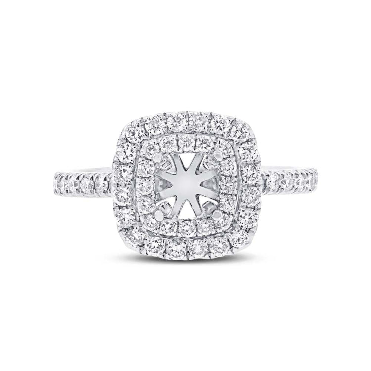 0.62ct 14k White Gold Diamond Semi-mount Ring for 5x5mm Center
