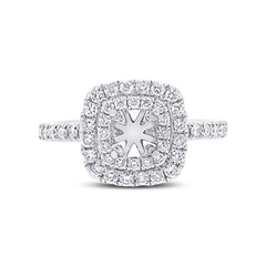 0.62ct 14k White Gold Diamond Semi-mount Ring for 5x5mm Center