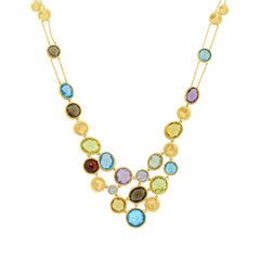 0.17ct Diamond & 38.18ct Multi-color Stone 14k Yellow Gold Necklace