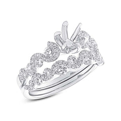 1.04ct 14k White Gold Diamond Semi-mount Ring 2-pc for 1.00ct Center