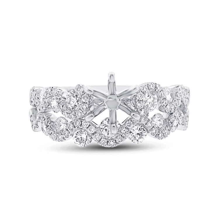 1.04ct 14k White Gold Diamond Semi-mount Ring 2-pc for 1.00ct Center