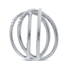 0.34ct 14k White Gold Diamond Bridge Ring Size 8.25