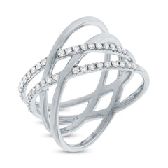 0.34ct 14k White Gold Diamond Bridge Ring Size 4.5