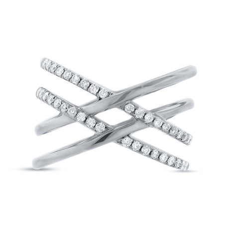 0.34ct 14k White Gold Diamond Bridge Ring Size 4.5