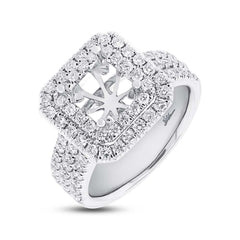 1.08ct 14k White Gold Diamond Semi-mount Ring for 6.5x6mm Center