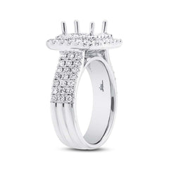 1.08ct 14k White Gold Diamond Semi-mount Ring for 6.5x6mm Center