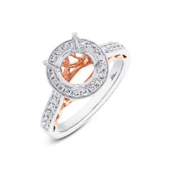 0.36ct 14k Two-tone Rose Gold Diamond Semi-mount Ring for 1.50ct Center