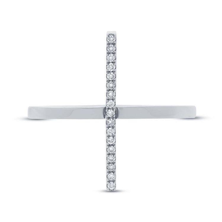0.15ct 14k White Gold Black & White Diamond Bar Lady's Ring Size 5