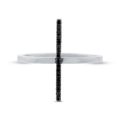 0.15ct 14k White Gold Black & White Diamond Bar Lady's Ring Size 5