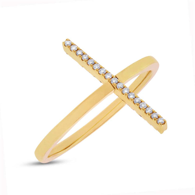 0.15ct 14k Yellow Gold Black & White Diamond Bar Lady's Ring Size 6