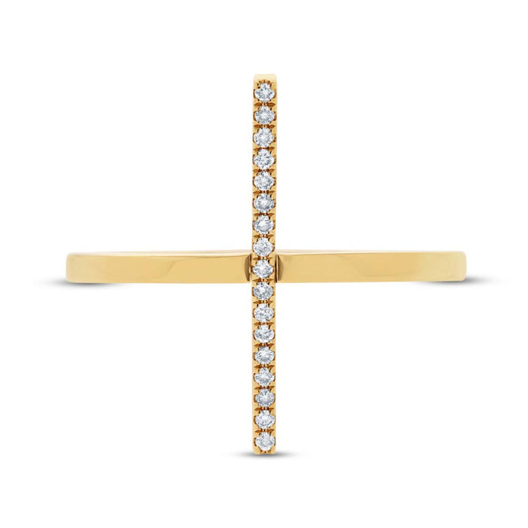 0.15ct 14k Yellow Gold Black & White Diamond Bar Lady's Ring Size 6