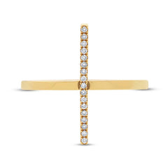 0.15ct 14k Yellow Gold Black & White Diamond Bar Lady's Ring Size 6