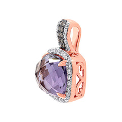 0.23ct White & Champagne Diamond & 3.08ct Amethyst Rose Gold Pendant