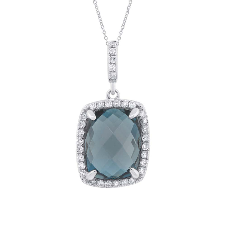 0.18ct Diamond & 3.79ct London Blue Topaz 14k White Gold Pendant