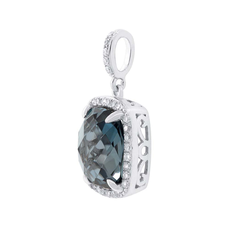 0.18ct Diamond & 3.79ct London Blue Topaz 14k White Gold Pendant