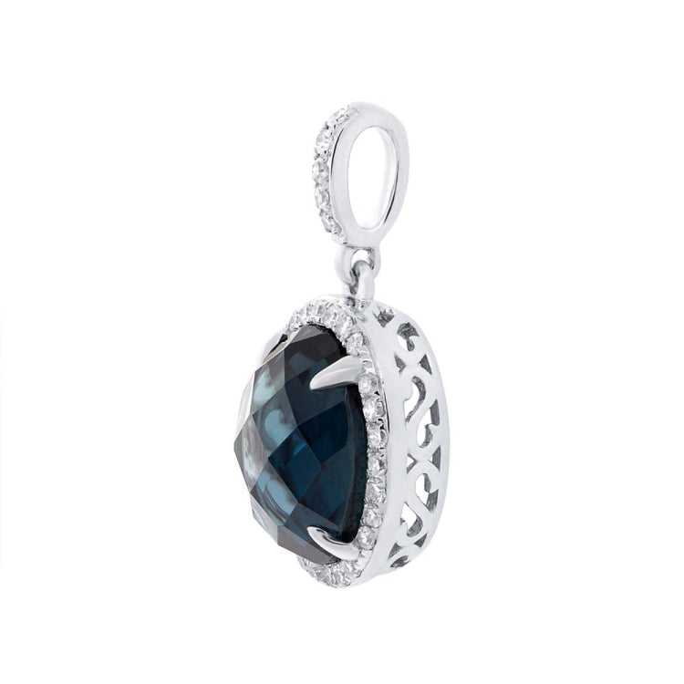 0.16ct Diamond & 3.44ct London Blue Topaz 14k White Gold Pendant