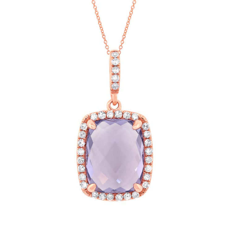 0.18ct Diamond & 3.12ct Amethyst 14k Rose Gold Pendant