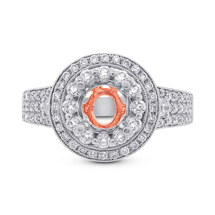 0.78ct 14k Two-tone Rose Gold Diamond Semi-mount Ring