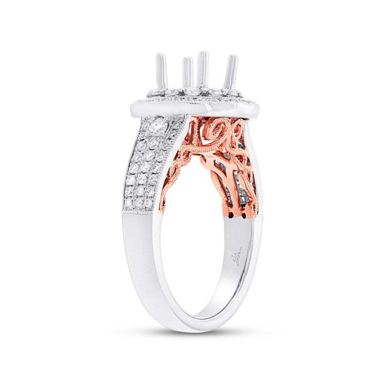 0.78ct 14k Two-tone Rose Gold Diamond Semi-mount Ring