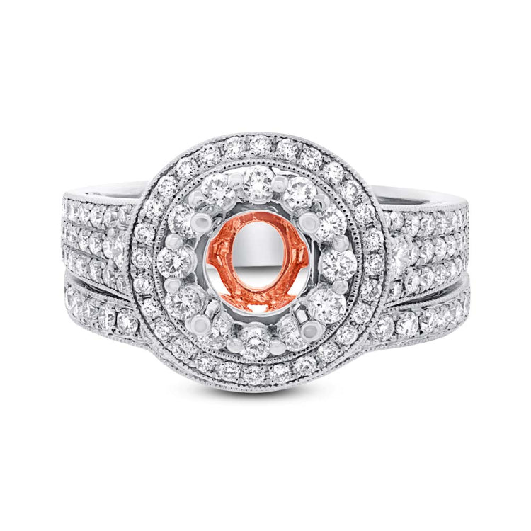 1.03ct 14k Two-tone Rose Gold Diamond Semi-mount Ring 2-pc
