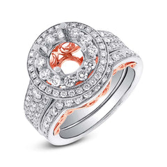 1.22ct 14k Two-tone Rose Gold Diamond Semi-mount Ring 2-pc