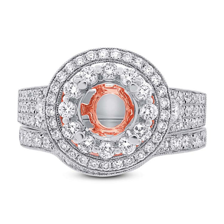 1.22ct 14k Two-tone Rose Gold Diamond Semi-mount Ring 2-pc
