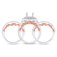 1.53ct 14k Two-tone Rose Gold Diamond Semi-mount Ring 3-pc