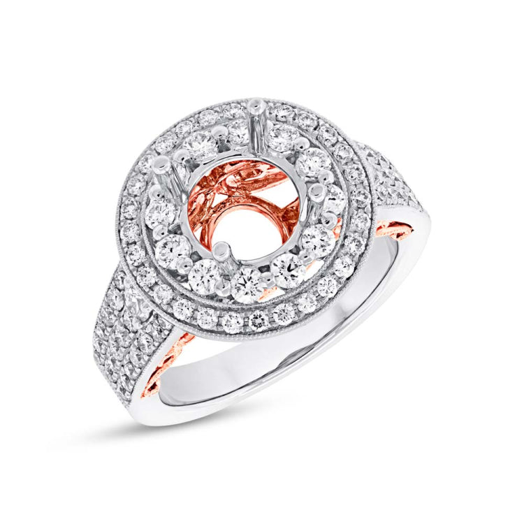 1.14ct 14k Two-tone Rose Gold Diamond Semi-mount Ring