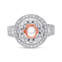 1.14ct 14k Two-tone Rose Gold Diamond Semi-mount Ring