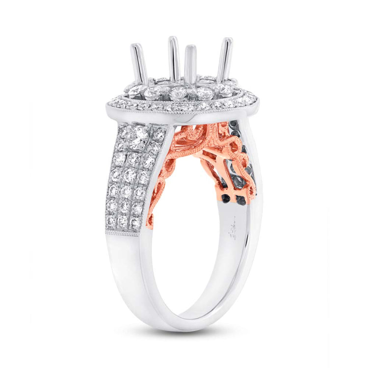 1.14ct 14k Two-tone Rose Gold Diamond Semi-mount Ring