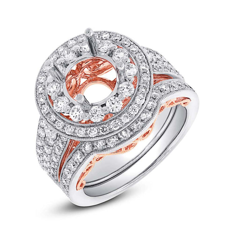1.47ct 14k Two-tone Rose Gold Diamond Semi-mount Ring 2-pc