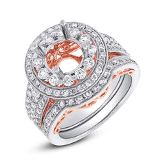 1.47ct 14k Two-tone Rose Gold Diamond Semi-mount Ring 2-pc