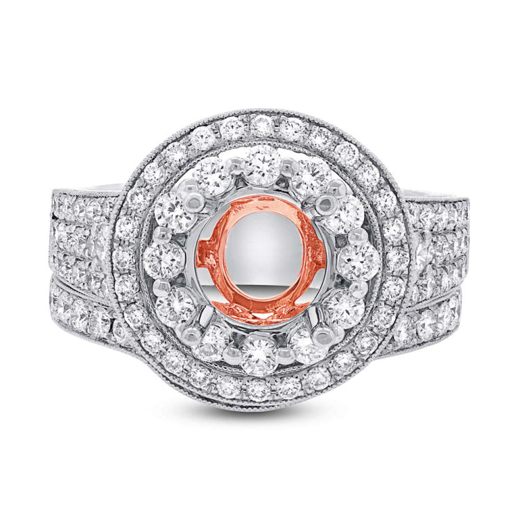 1.47ct 14k Two-tone Rose Gold Diamond Semi-mount Ring 2-pc