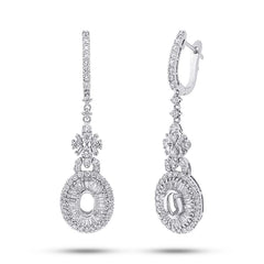 2.35ct 18k White Gold Diamond Semi-mount Earring