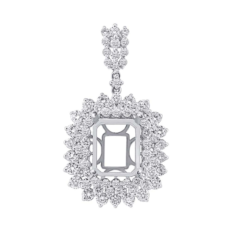 3.12ct 18k White Gold Diamond Semi-mount Pendant