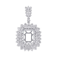 3.12ct 18k White Gold Diamond Semi-mount Pendant